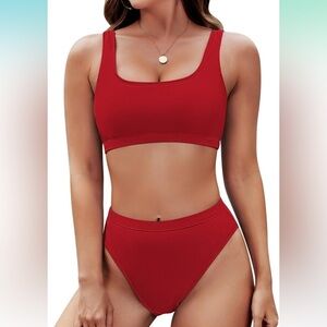 Pink Queen Women's Crop Top High Waisted Cheeky Bikini Set 2 Piece Swimsuits SM